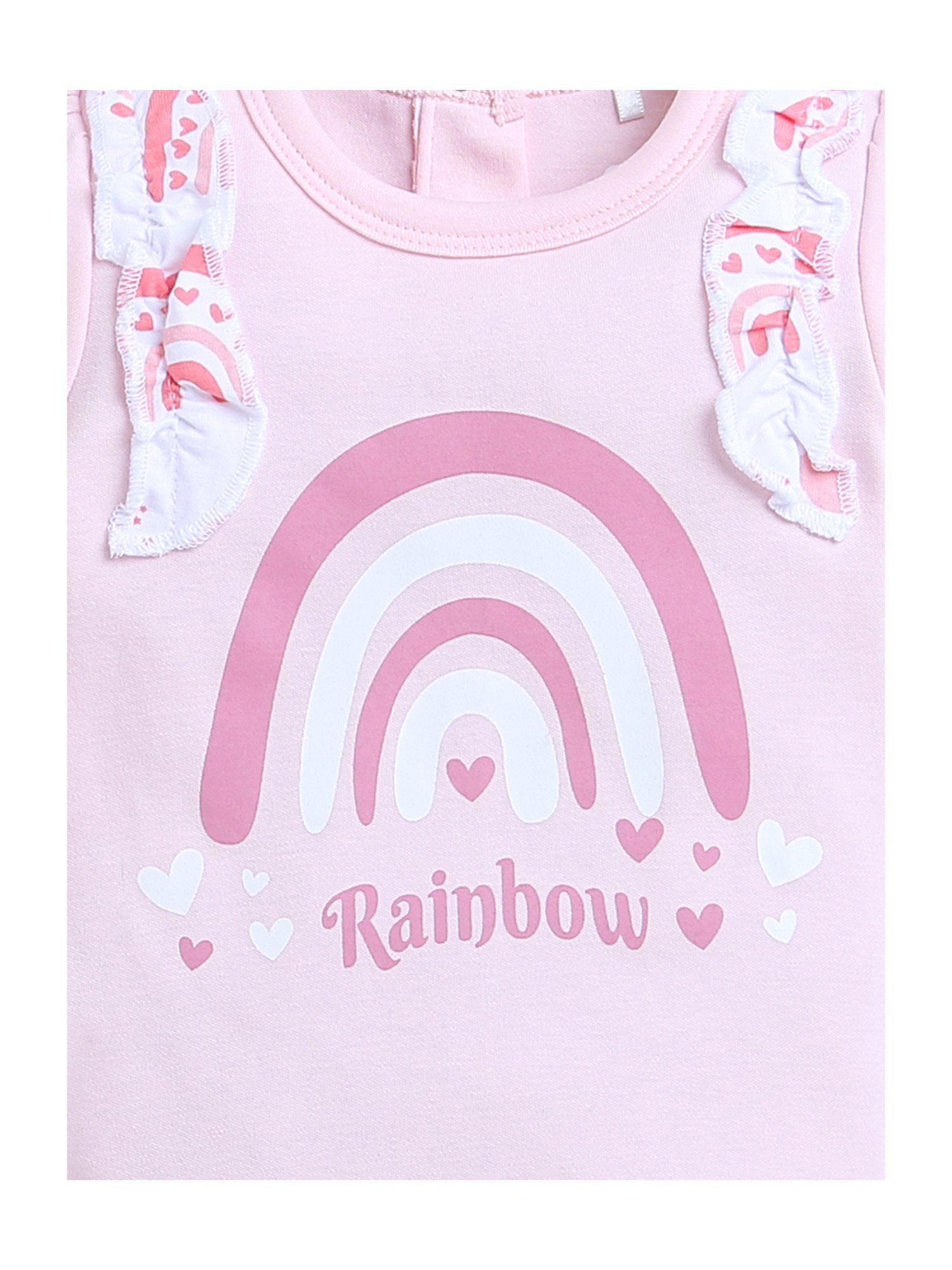 Bumzee Kids Pink & White Printed Bodysuit, Joggers with Headband