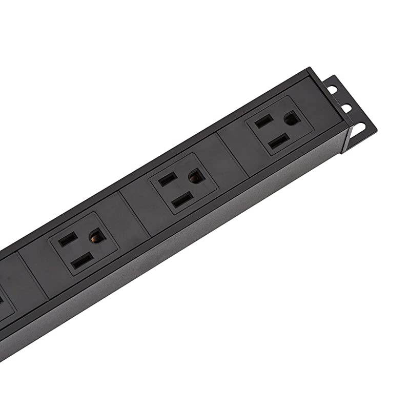 Basics Heavy Duty Metal Surge Protector Power Strip with Mounting Brackets - 16-Outlet, 840-Joule (15A On/Off Circuit Breaker)