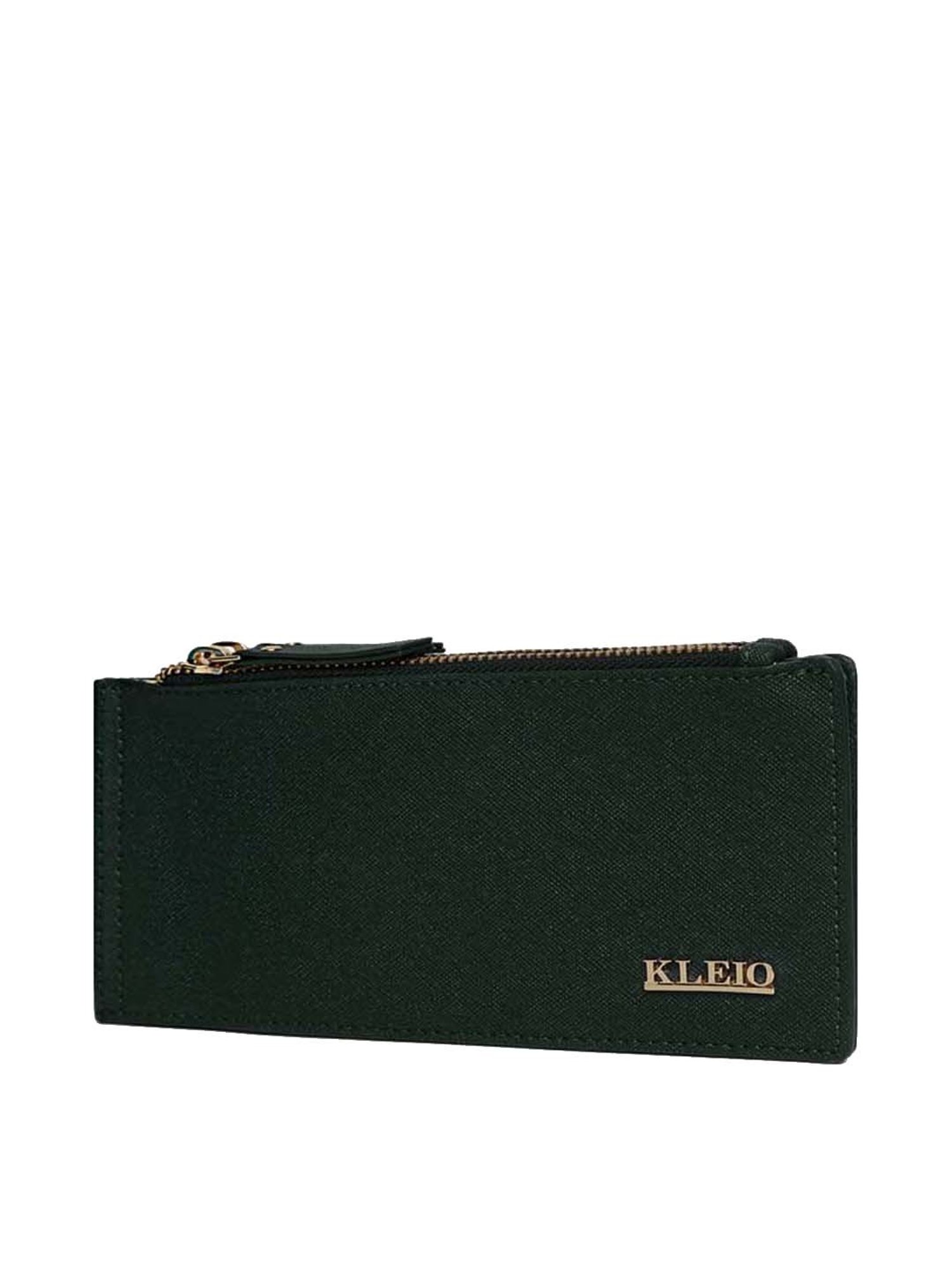 KLEIO Green Solid Bi-Fold Wallet for Women