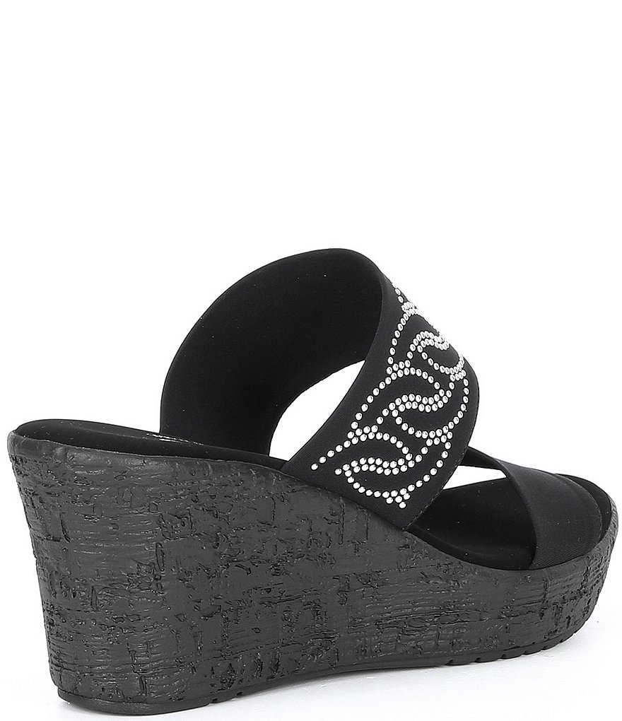 Onex Bernice Embellished Leather Slide-On Wedges