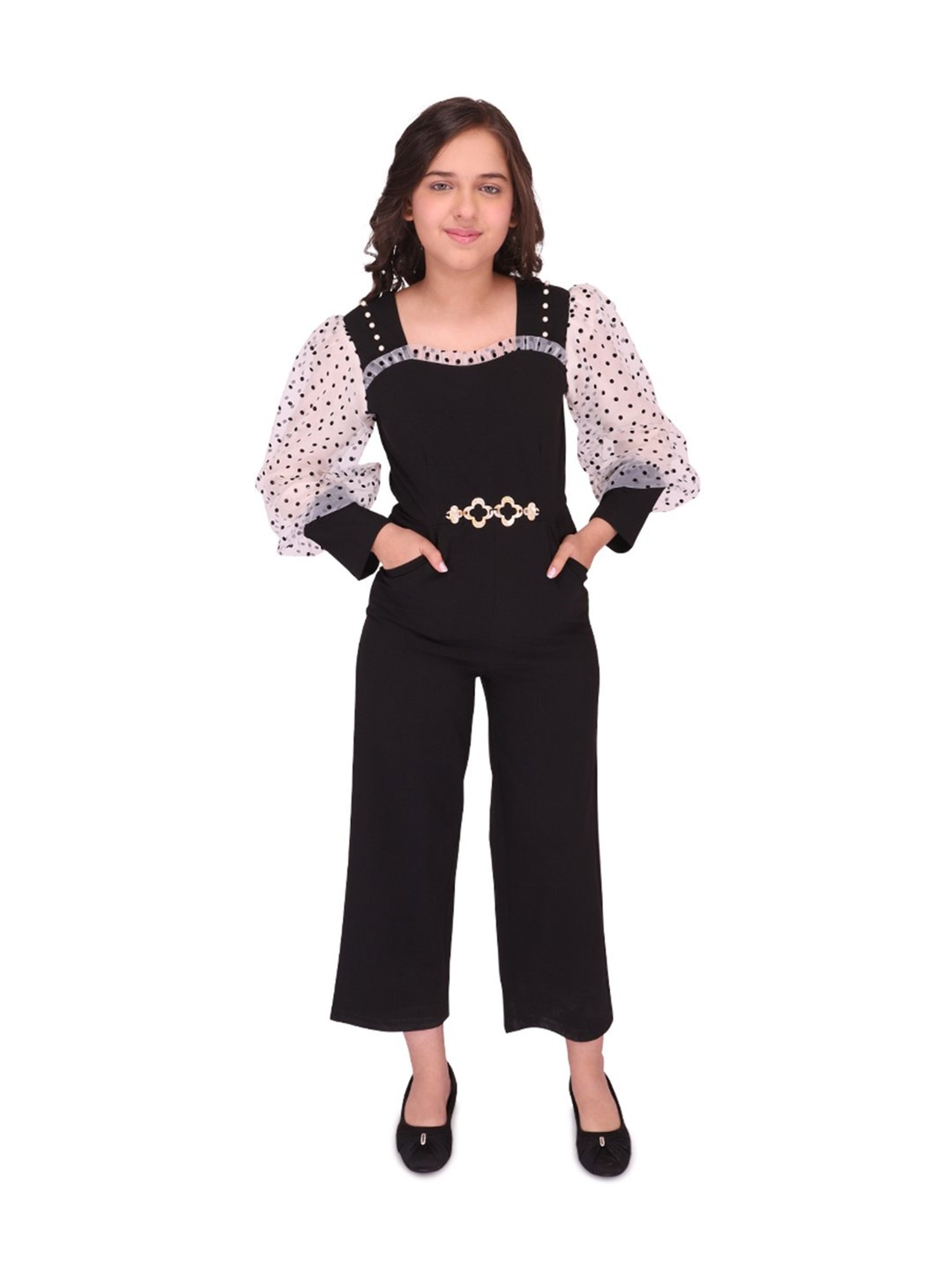 Cutecumber Kids Black Solid  Jumpsuit