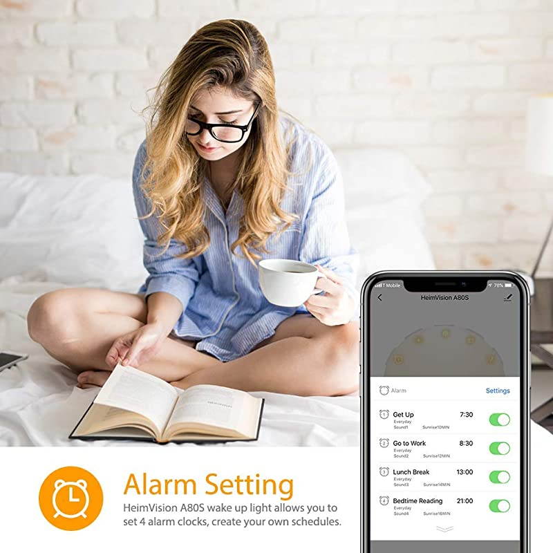 Sunrise Alarm Clock Smart Wake up Light Sleep Aid Digital Alarm Clock with Sunset Simulation and FM Radio 4 Alarms 7 Alarm SoundsSnooze20 Brightness