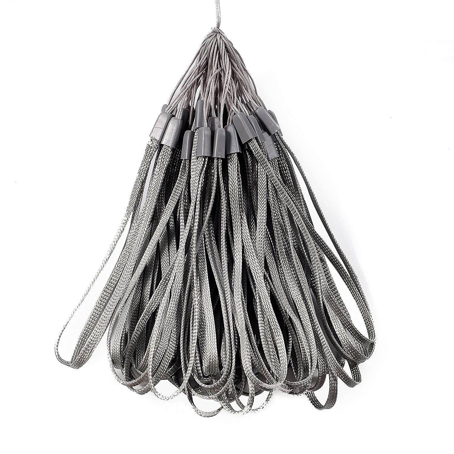 Wisdompro 50 Pack 7-inch Short Colorful Wrist Lanyard/Strap Bulk for USB Flash Thumb Drive, Key, Keychain, ID Badge Holder, Name tag - Grey