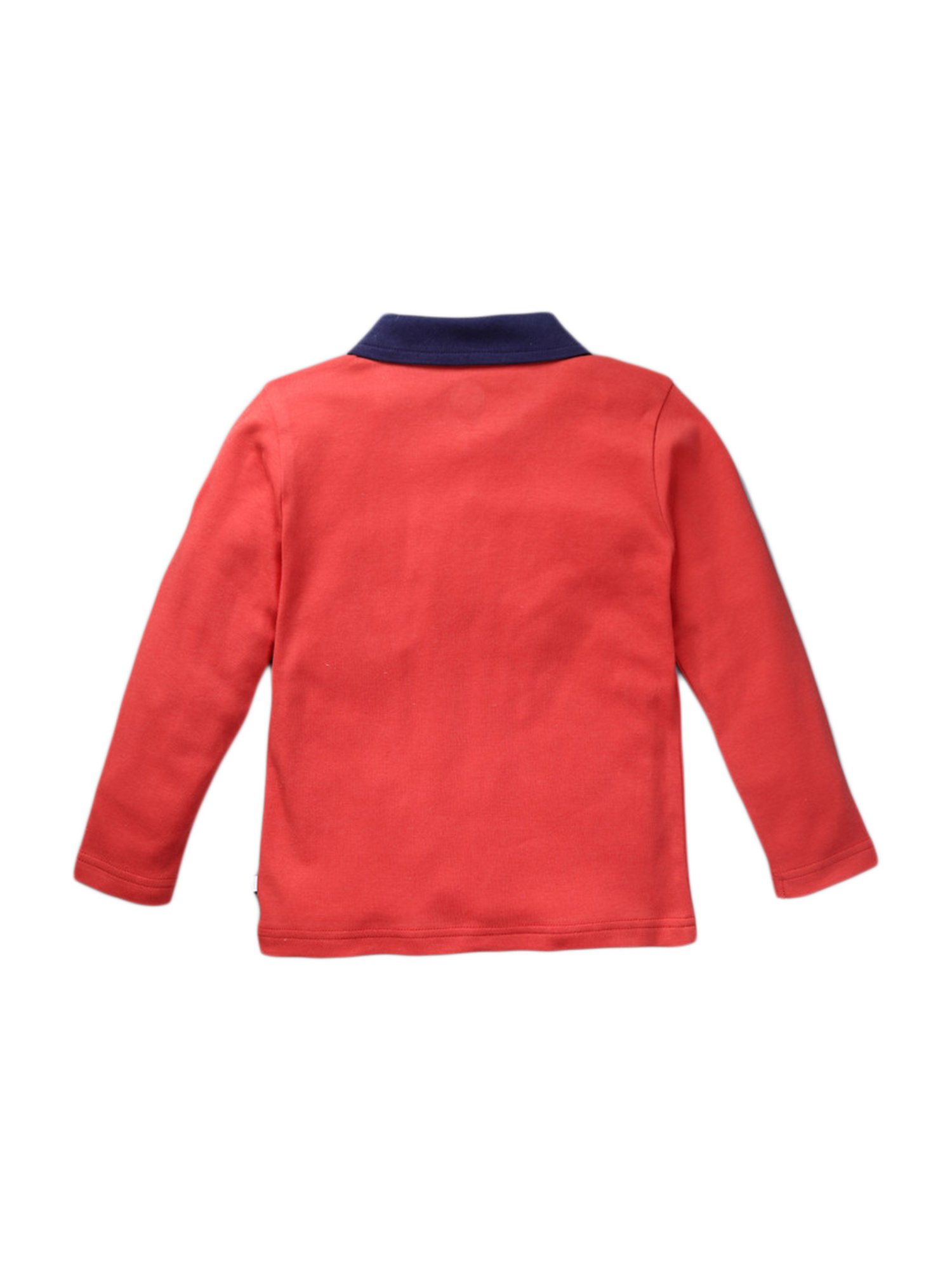 Pranava Kids Red Cotton Patch Work Polo T-Shirt