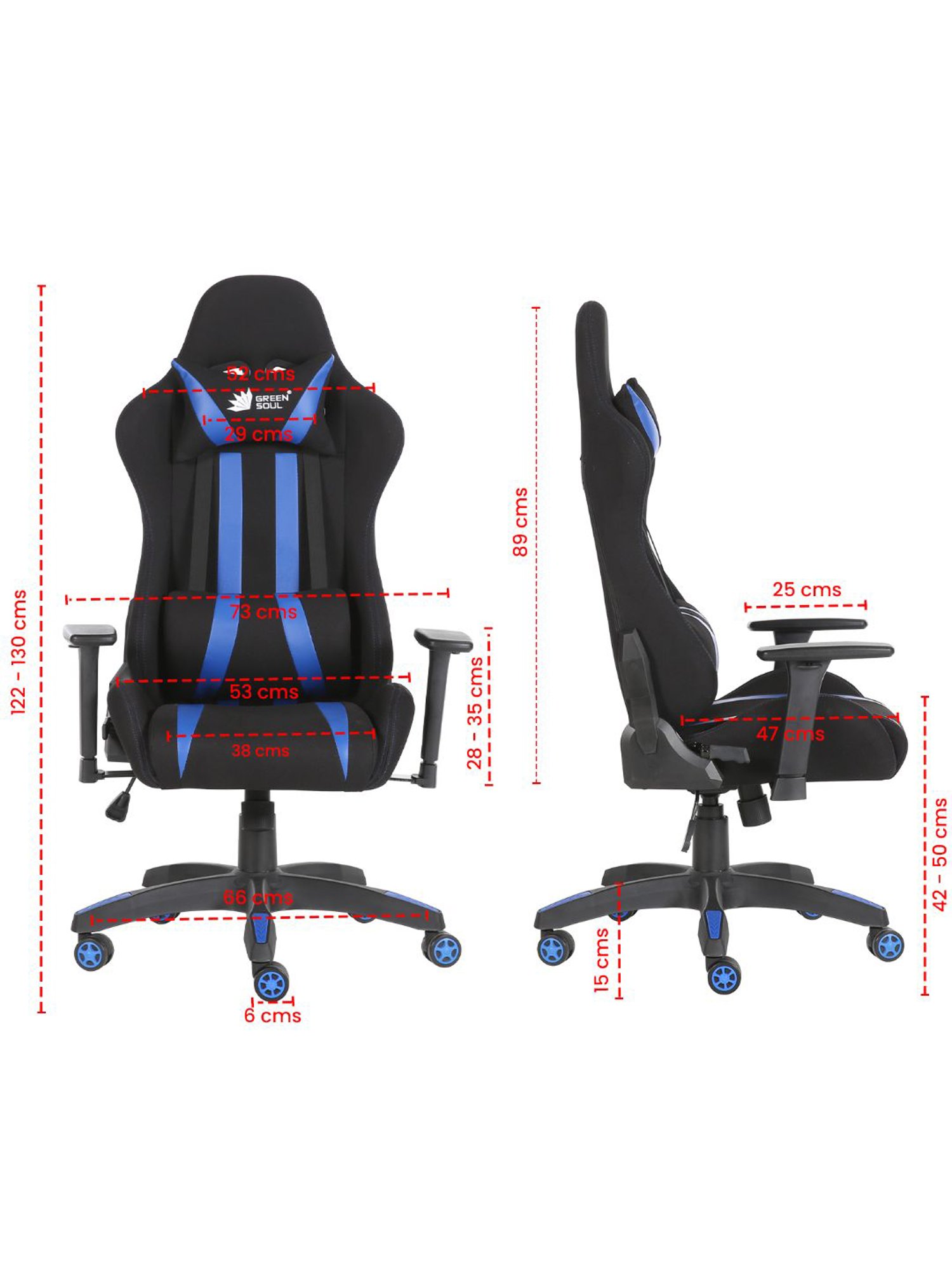 Green Soul Beast Black & Blue PU Leather Gaming Chair