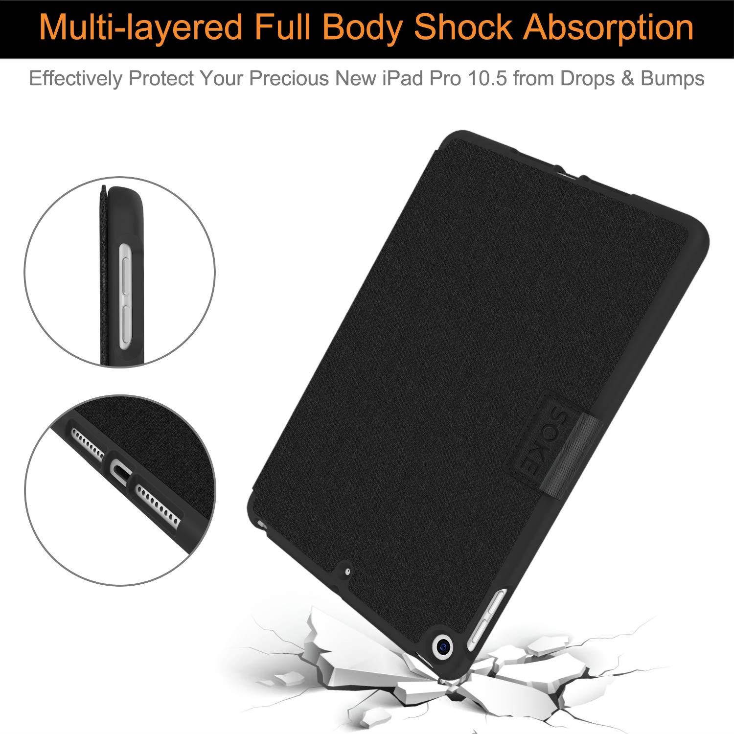 Soke iPad Mini 5 Case 2019 with Pencil Holder, Premium Trifold Case with Strong Protection, Ultra Slim Soft TPU Back Cover with Auto Sleep/Wake Function for New Apple iPad Mini 5th Gen(Black)