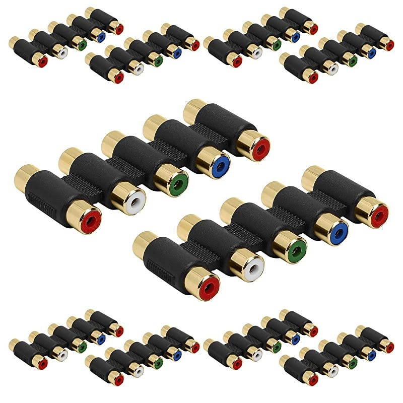 5RCA Female Adapter Audio Video 5 RCA RGB Component Video Audio Gold Plated Coupler Splitter 10 Pack