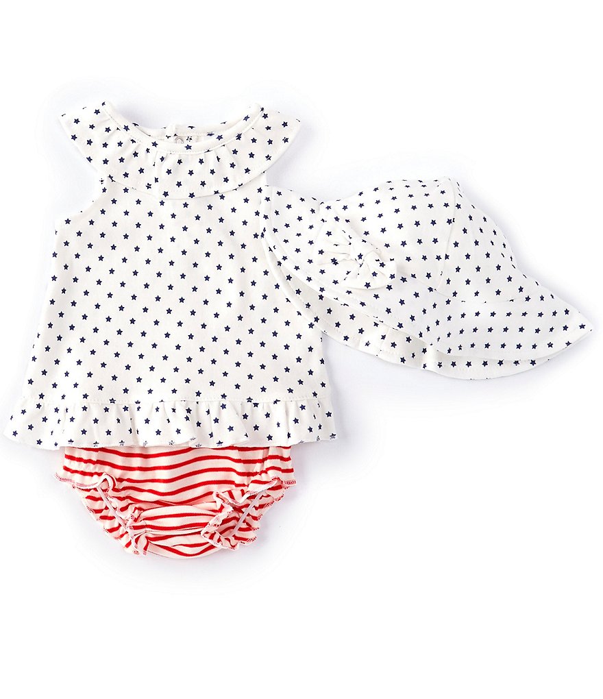 Starting Out Baby Girls Newborn-9 Months Americana Stars Top & Stripe Diaper Cover Set