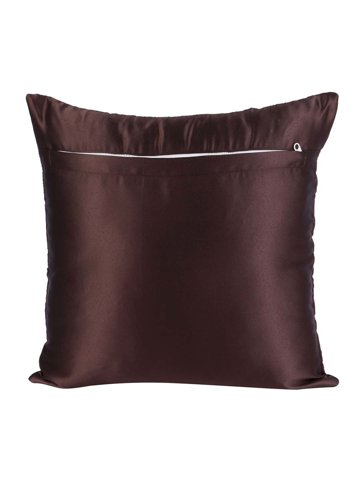 MFD HOME Furnishing Brown Satin Cushion Cover - Set of 2