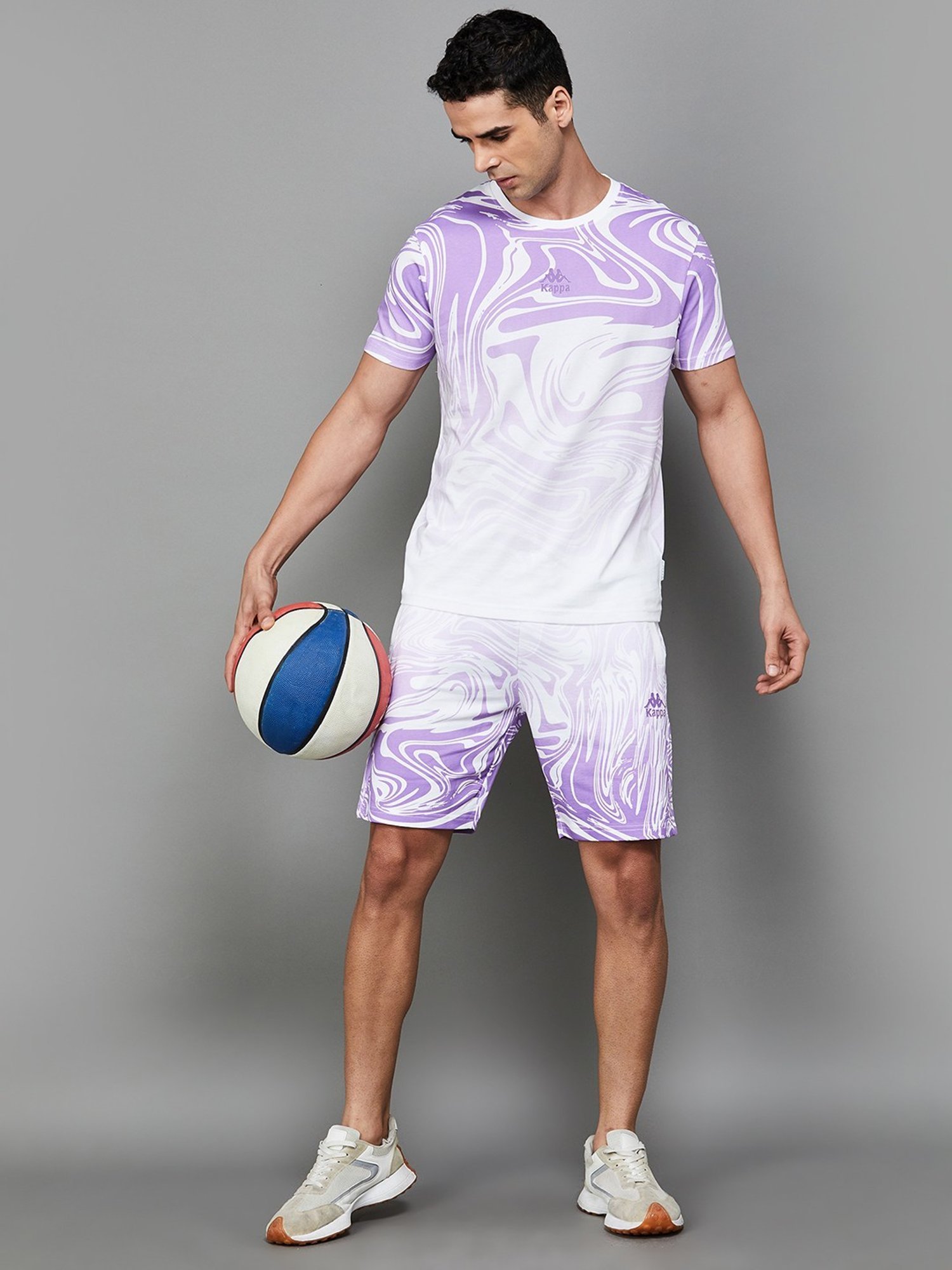 KAPPA Purple Cotton Regular Fit Printed Shorts
