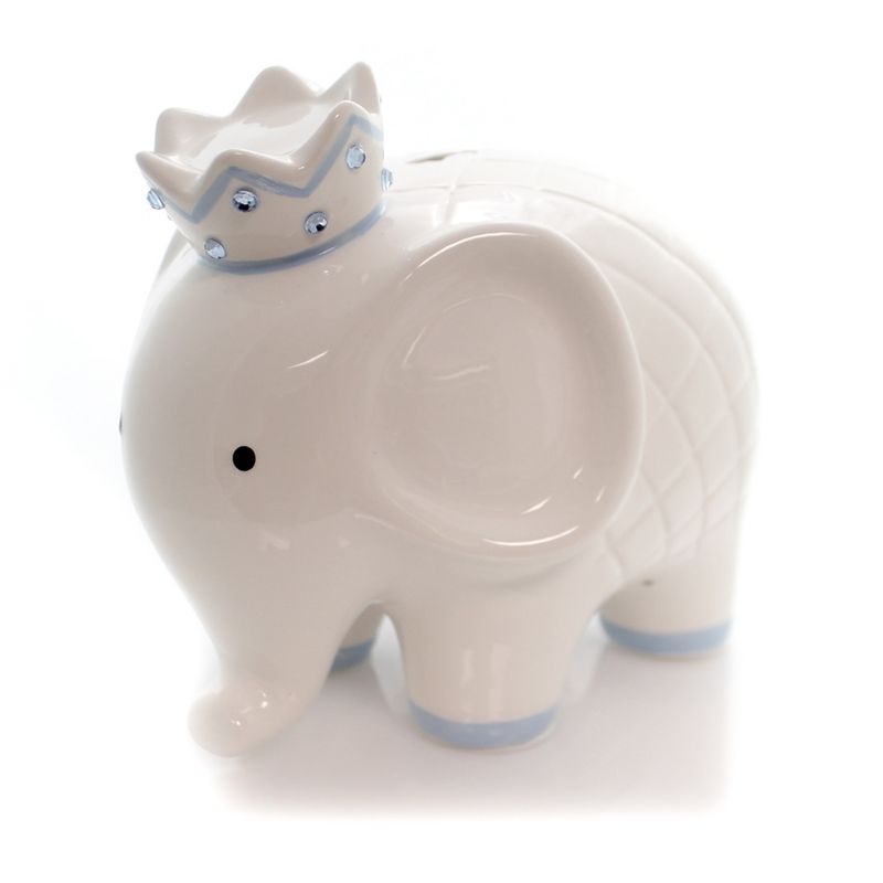 Bank 7.75" White/Blue Coco Elephant Bank Baby Hand Painted  -  Decorative Banks