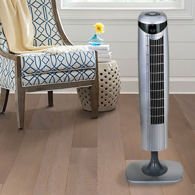 Optimus 35 in. Pedestal Tower Fan with Remote Control & LED