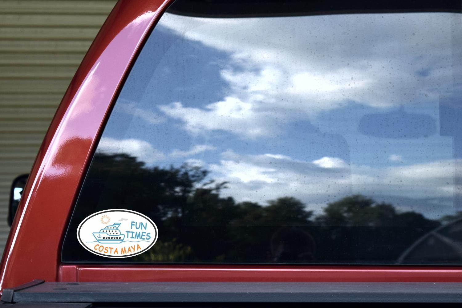 StickerTalk Cruise Ship Oval Costa Maya Vinyl Sticker, 5 inches by 3 inches