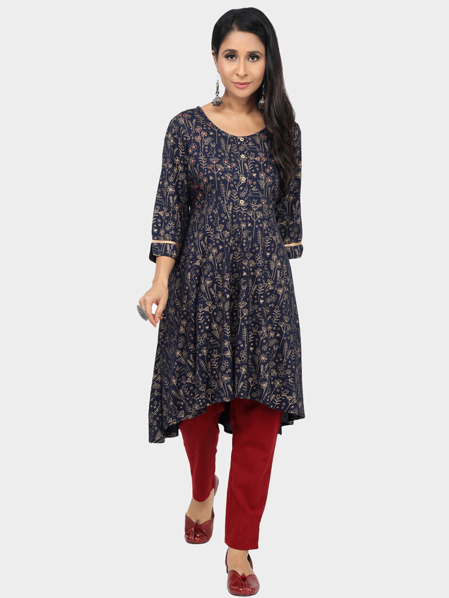 Paislei Blue Printed Kurta