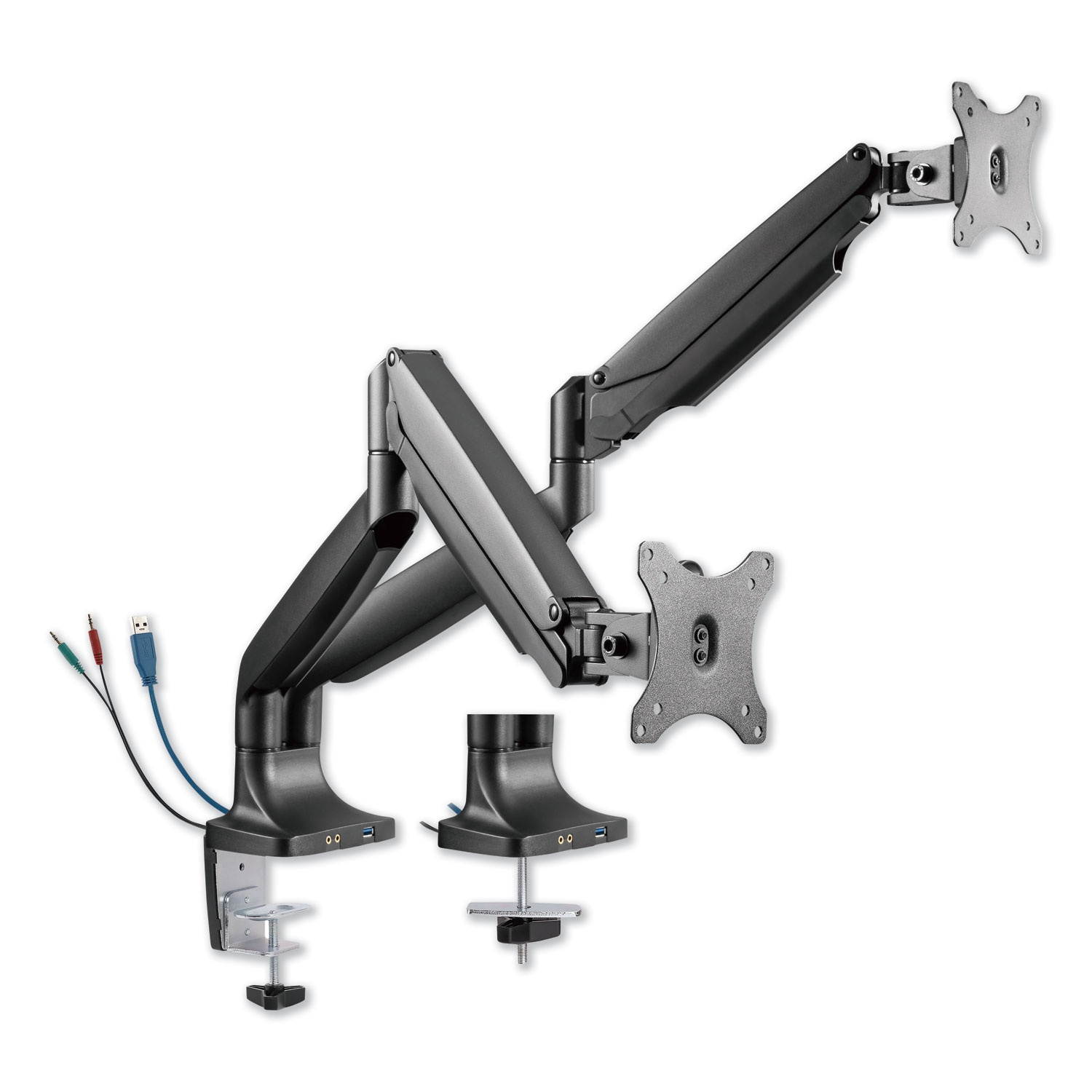 Alera AdaptivErgo Heavy-Duty Articulating Dual Monitor Arm USB/ Audio 30" Blk