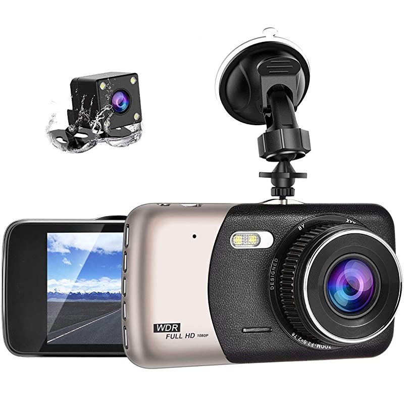 Dash Cam Front and Rear  Backup Camera Dashboard Camera 170&deg;Wide Angle Car DVR with 4'' LCD Screen Dual Dash Cam with Night Vision WDR G-Sensor Parking Monitor Loop Recording Motion Detection