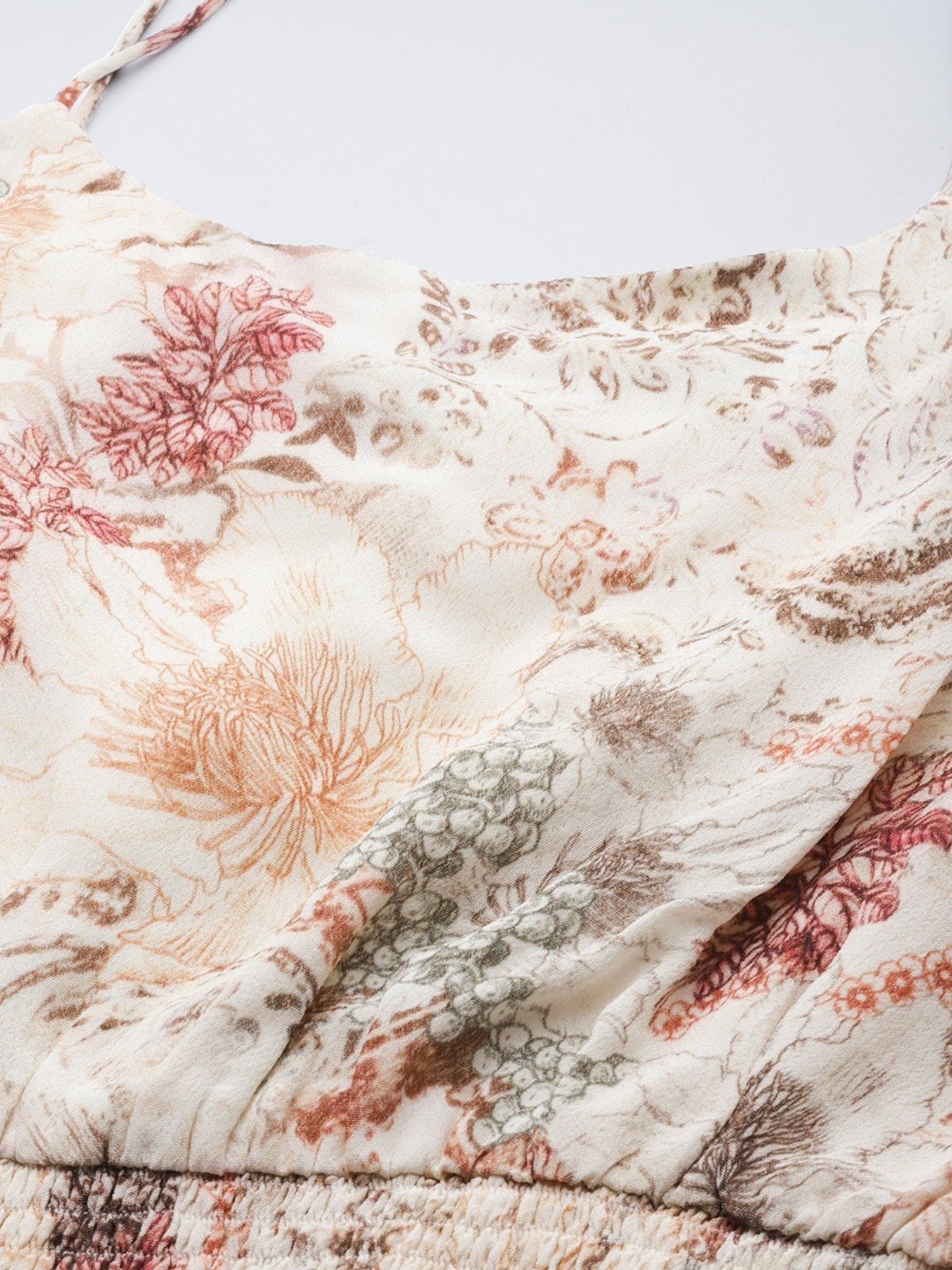 Label Ritu Kumar Ecru Floral Printed Jumpsuit