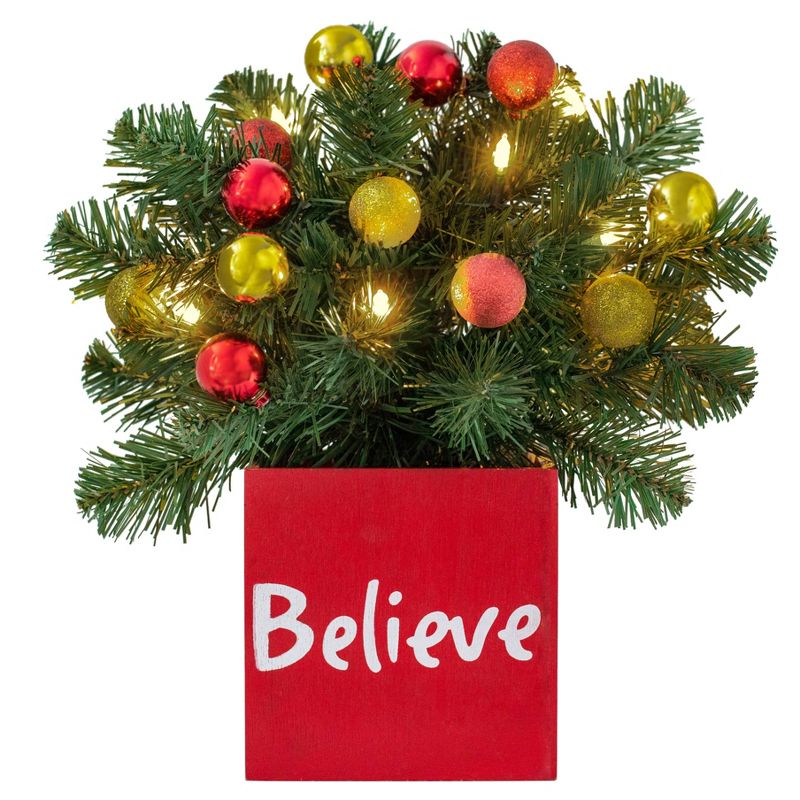 13in Believe Classic Greenery Christmas Decorative LED Holiday Scene Props - Haute Décor