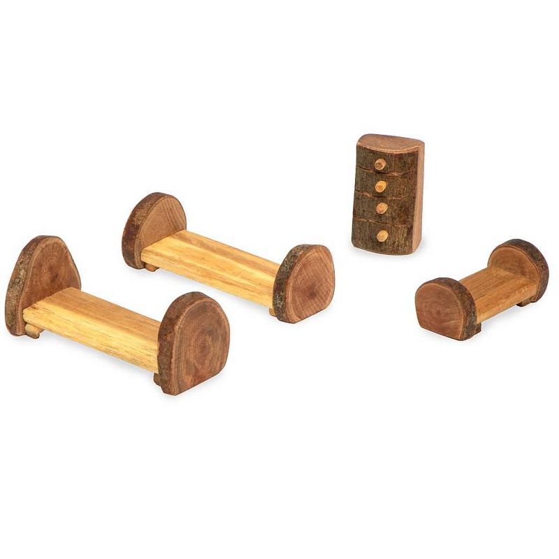 Magic Cabin - Rustic Tree Wooden Bedroom Furniture Set, 4 Pieces