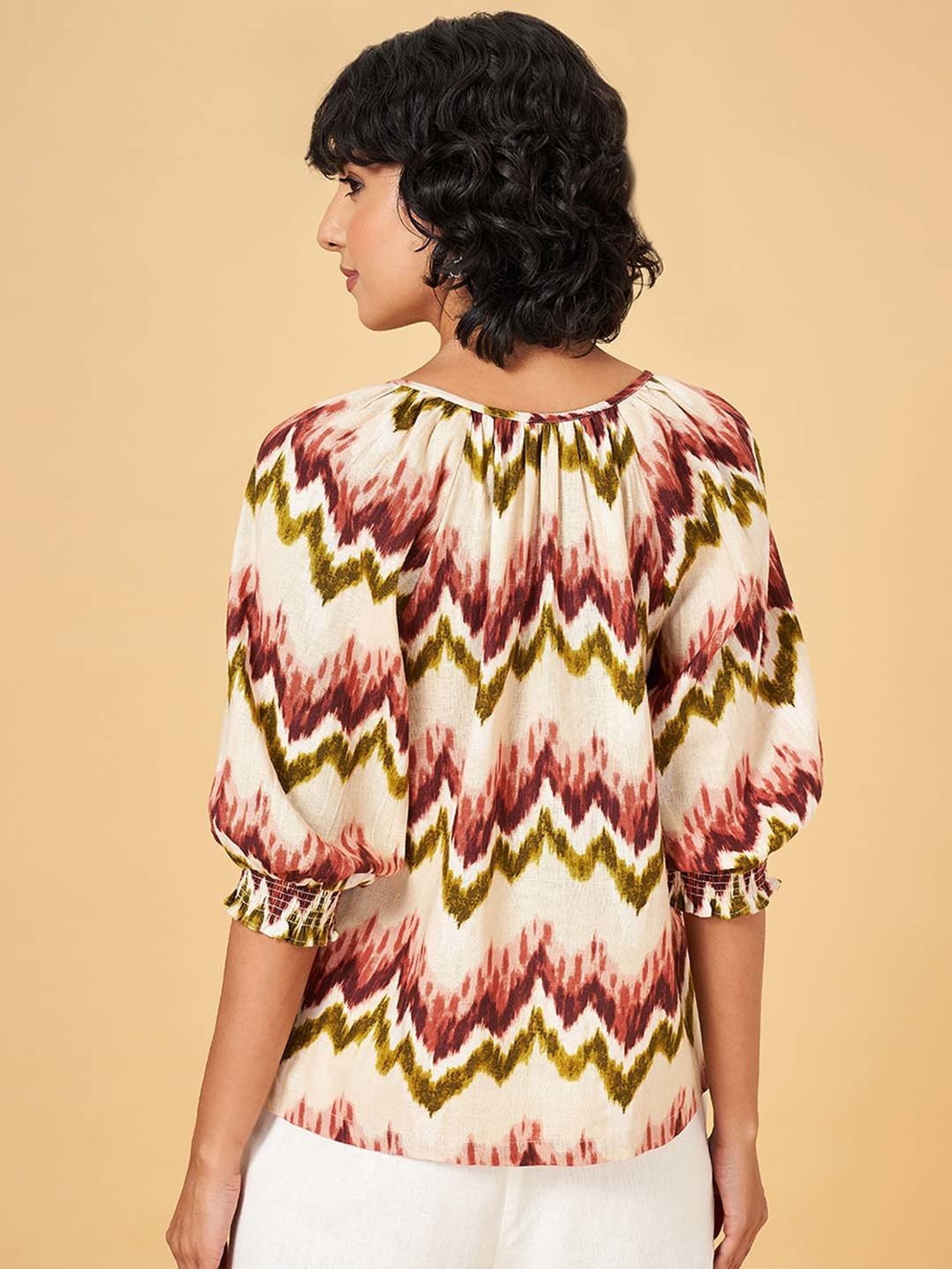 Honey by Pantaloons Beige Printed Top