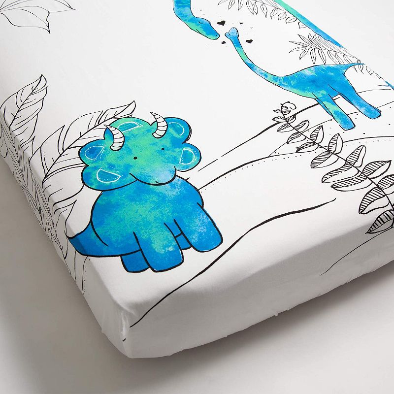 JumpOff Jo Fitted Crib Sheet - Cotton Crib Sheet for Standard Sized Crib Mattresses - Hypoallergenic and Breathable - 28 x 52 Inches - Tiny Dinosaur