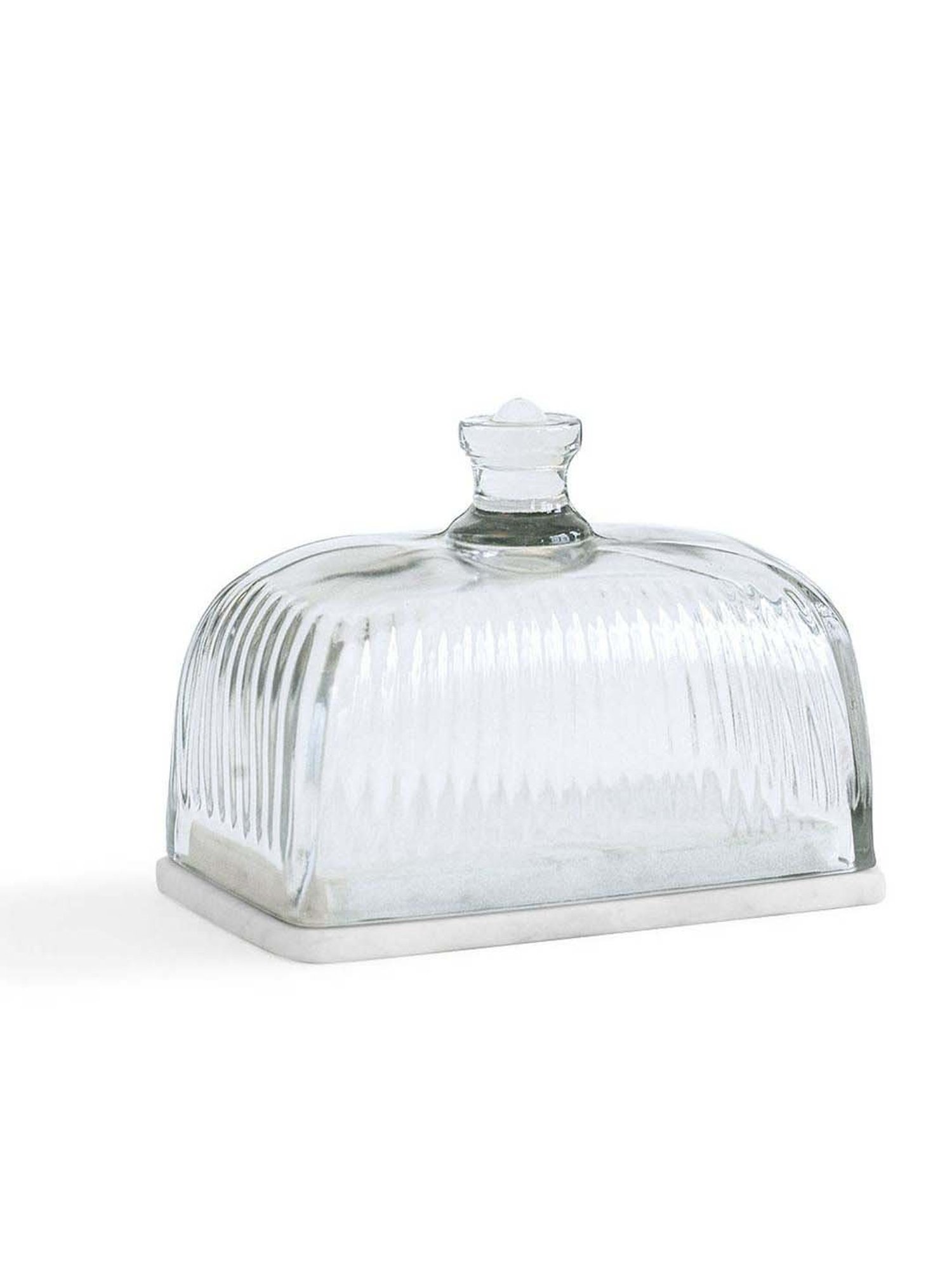 ellementry Crown White Glass Cloche with Base - Set of 1