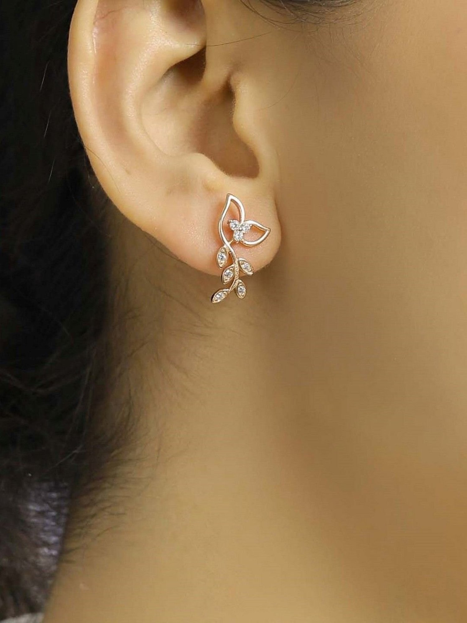 Zavya 92.5 Sterling Silver Leaf Shaped Earrings for Women