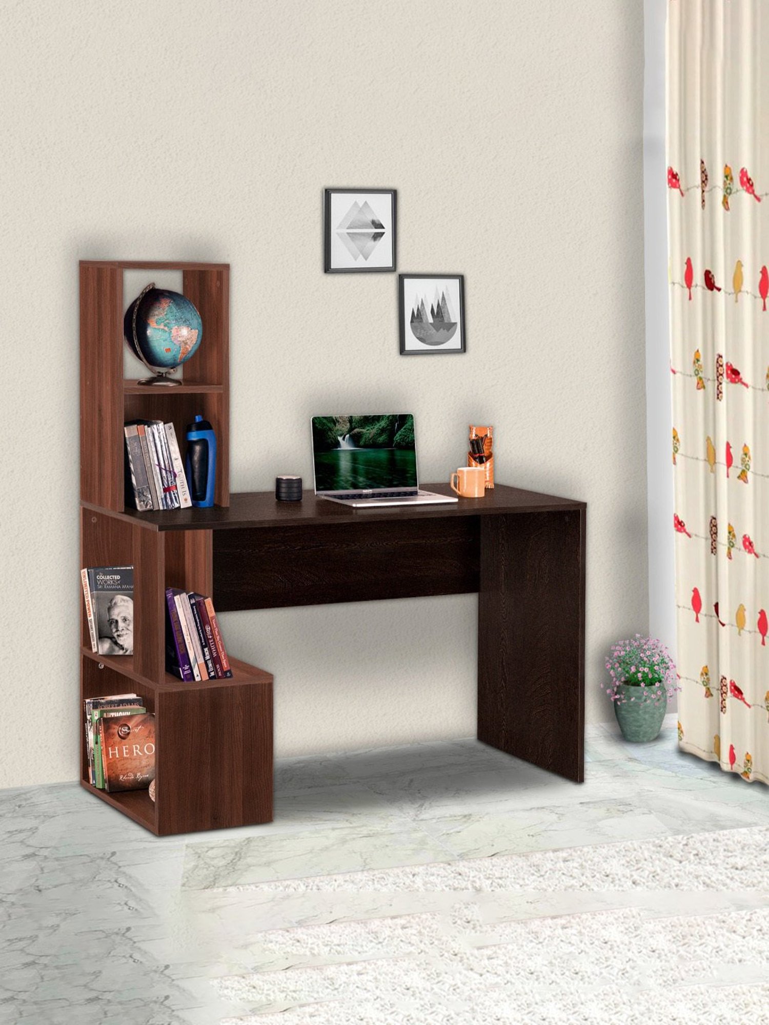 Delite Kom Groot Flowery Wenge Brown Engineered Wood Free Standing Study Table