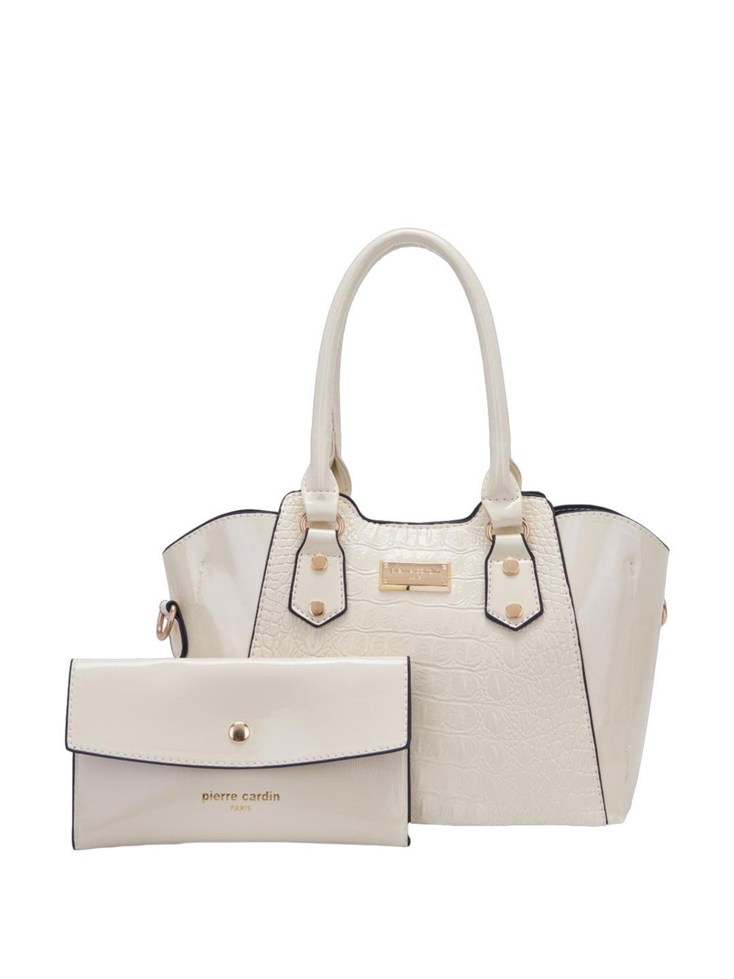 Pierre Cardin Beige Textured Satchel Handbag