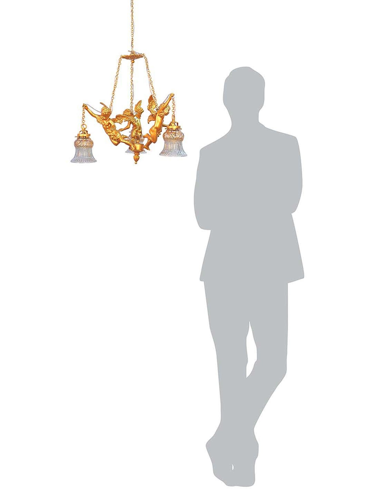 FOS LIGHTING White & Golden Aluminium 3-In-1 Dropped Hanging Chandelier