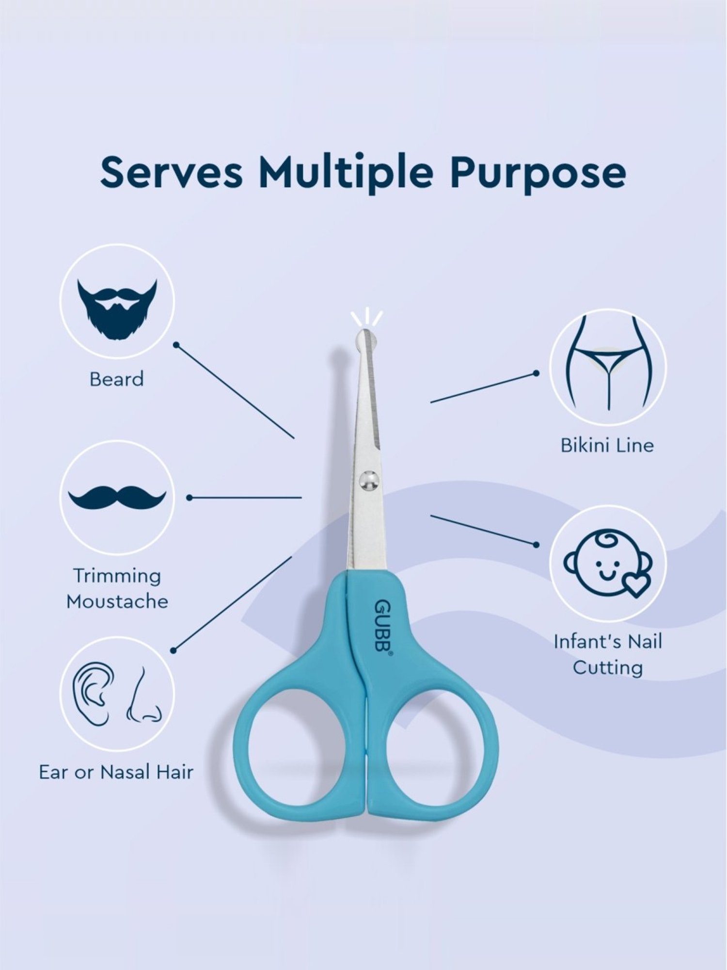 GUBB Safety Scissor with Round Edges, Stainless Steel Hair Cutting Scissor