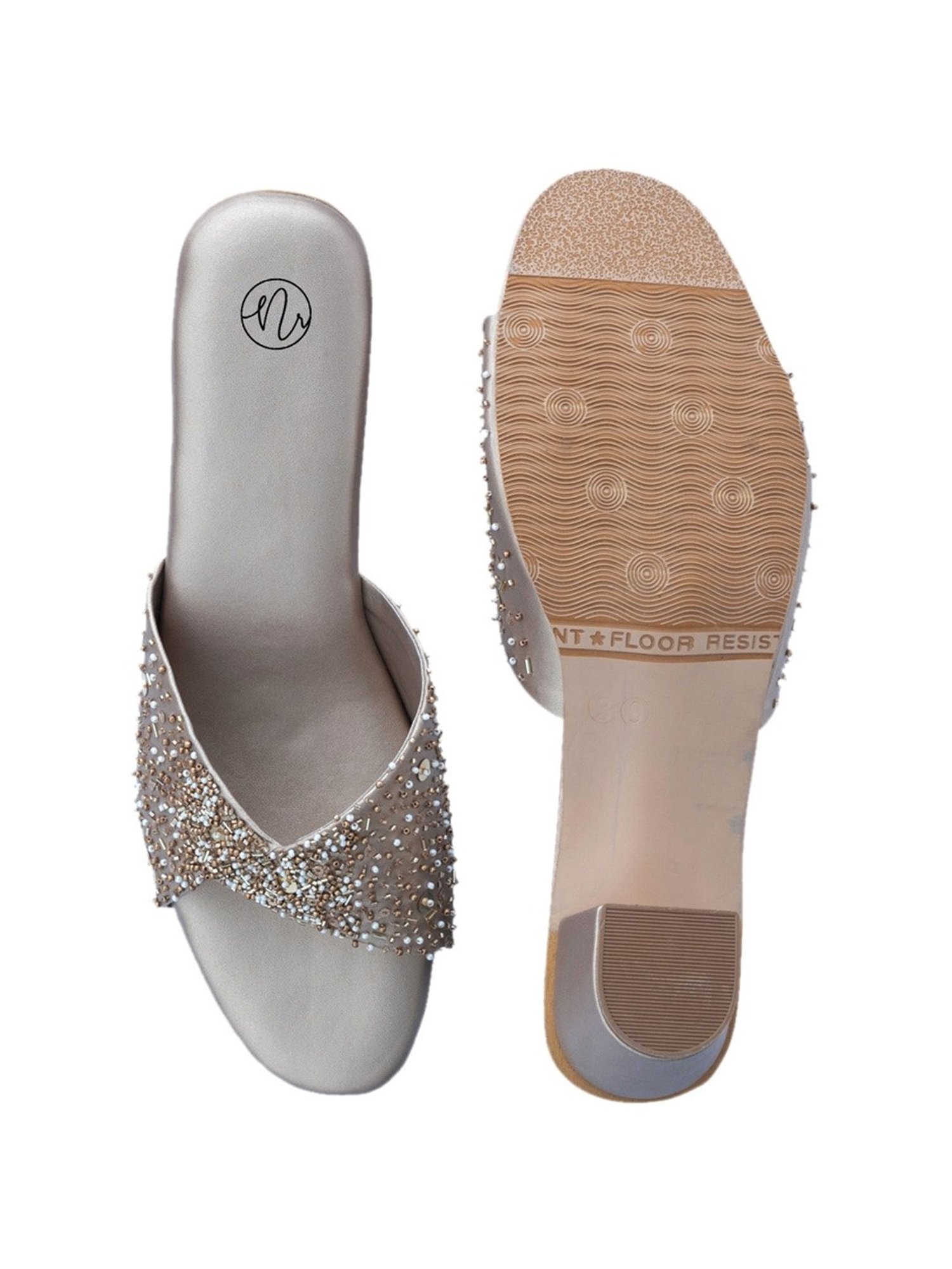 NR by Nidhi Rathi Women's Golden Casual Sandals