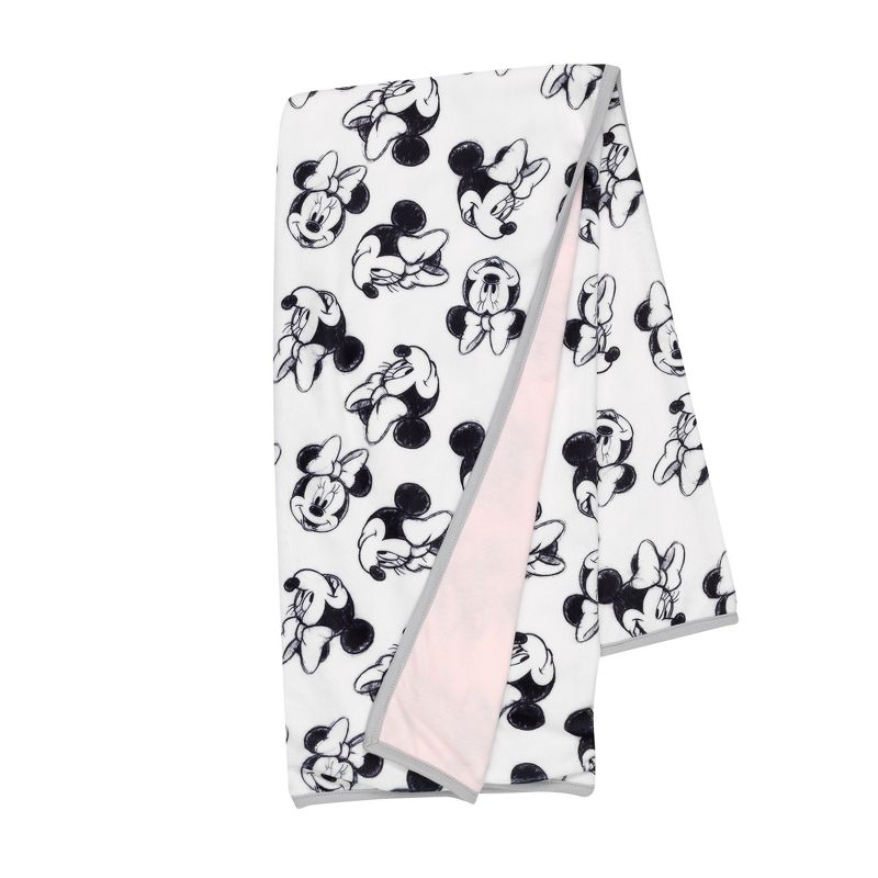 Lambs & Ivy Disney Baby MINNIE MOUSE Baby Blanket - White/Pink Minky/Jersey