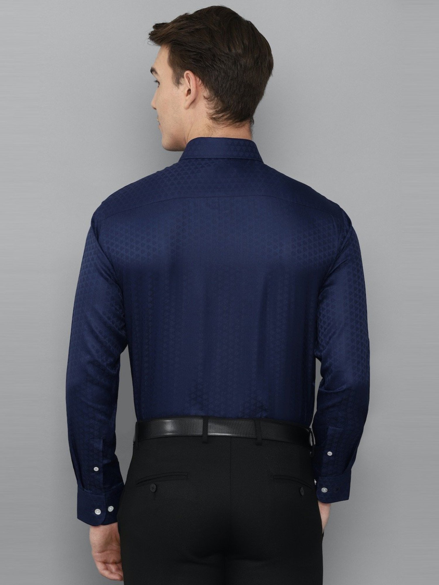 Luxure By Louis Philippe Navy Cotton Regular Fit Shirt