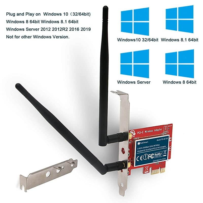 Wireless AC 1200Mbps Dual Band PCI Express PCIe WiFi Adapter WiFi Card for Windows 10 3264bit Windows 881 64bit and Windows Server 2012 2012R2 2016 2019 System Desktop PCsFSAE120