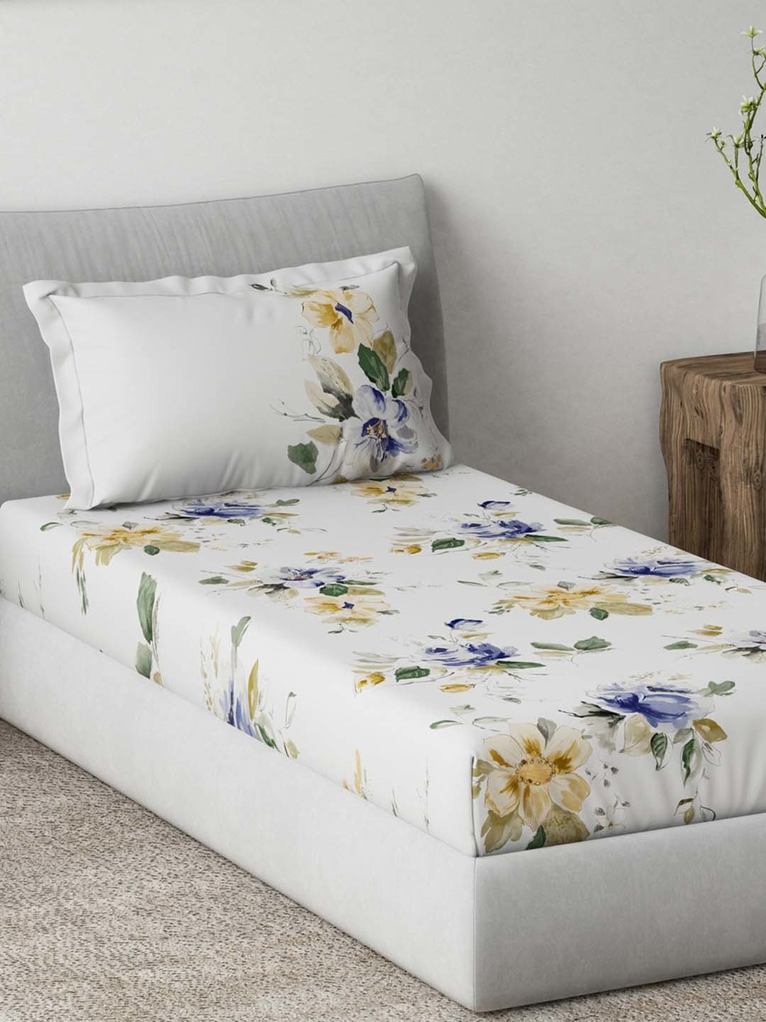 Ddecor Live beautiful Radiance Purple 144 TC Cotton Single Bedsheet with 1 Pillow Cover