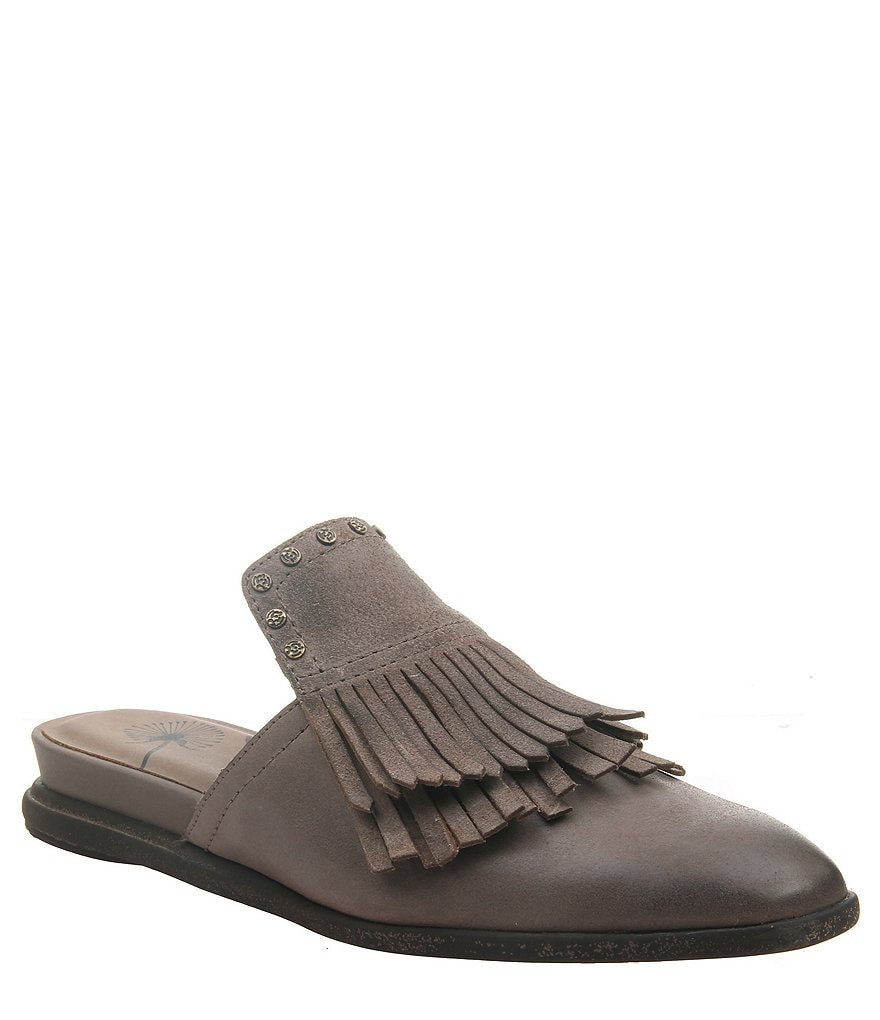 OTBT Gleam Leather Fringe Mules