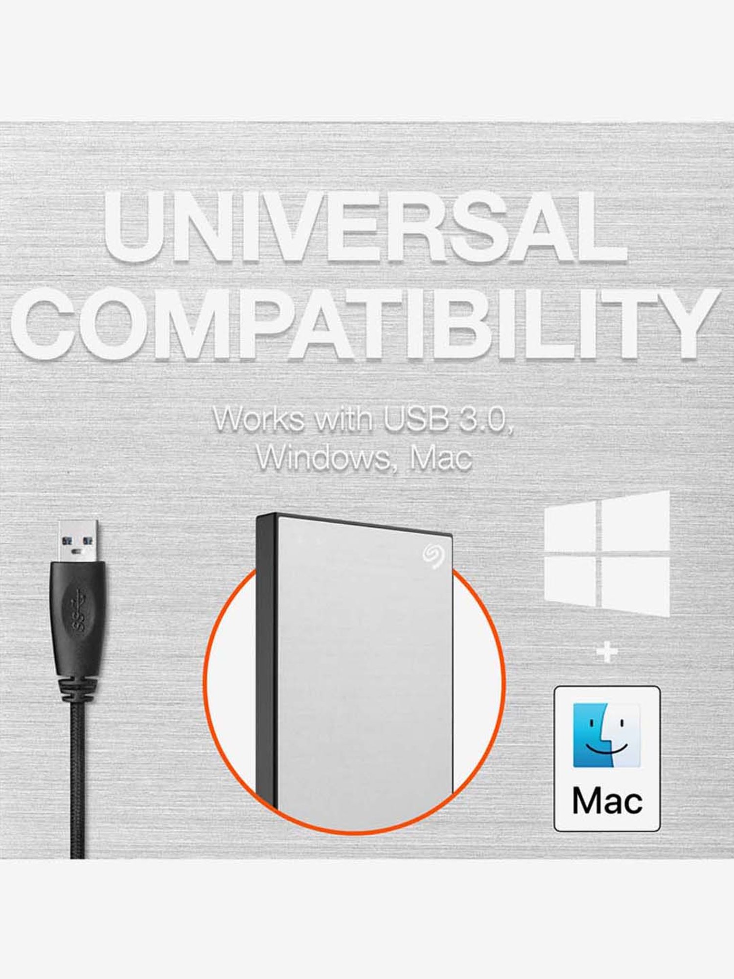 Seagate One Touch 1TB External HDD with Password - Silver, for Win & Mac - STKY1000401