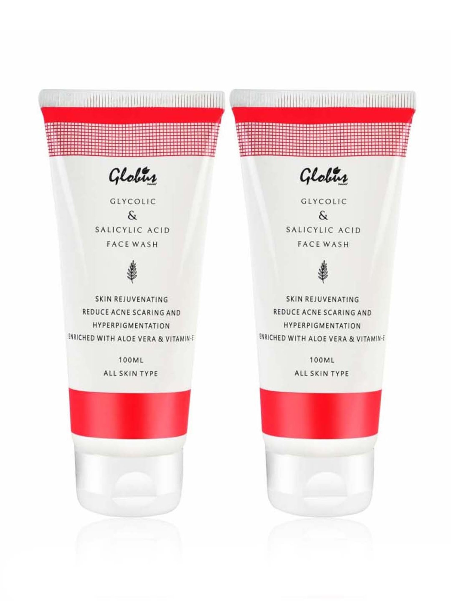 Globus Naturals Glycolic & Salicylic Acid Pimple Clear Face Wash Pack of 2 - 200 ml