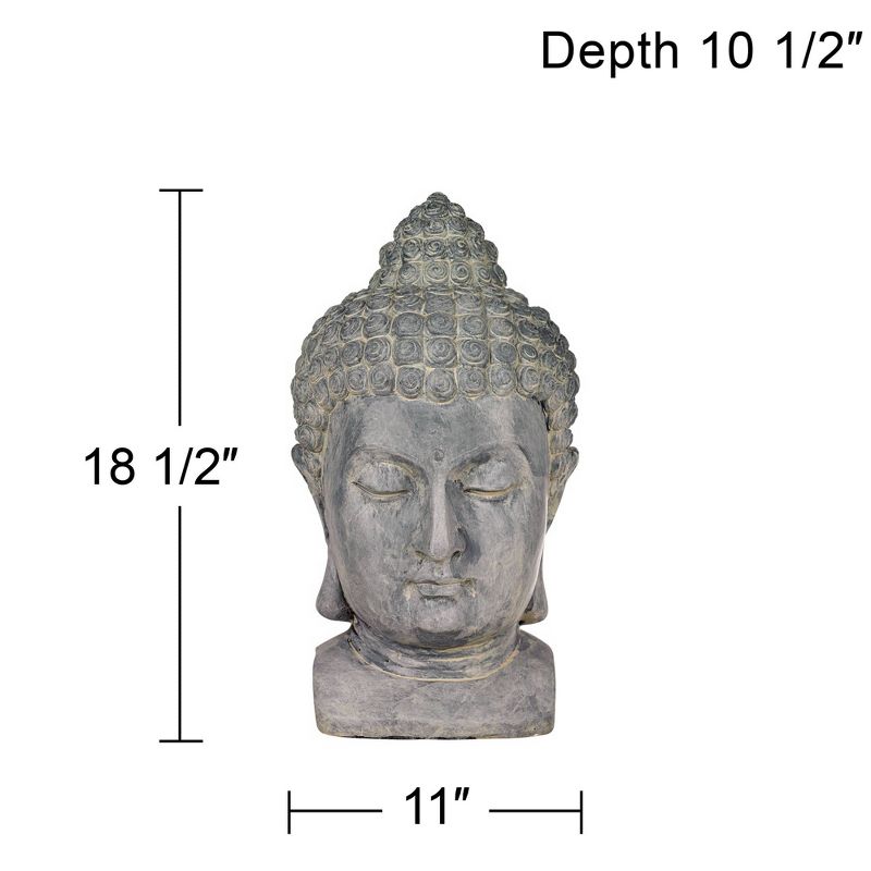 John Timberland Asian Zen Outdoor Statue 18 1/2" High Meditating Buddha Head Bust Sculpture for Yard Garden Patio Deck Home