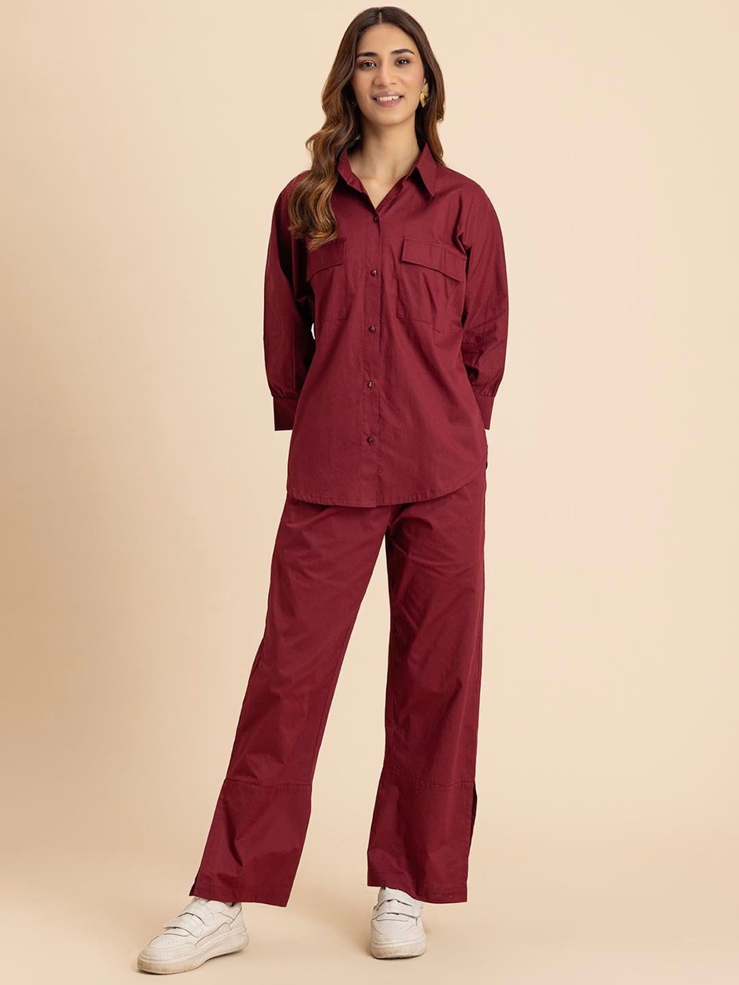 Moomaya Maroon Maxi Co-Ord Set