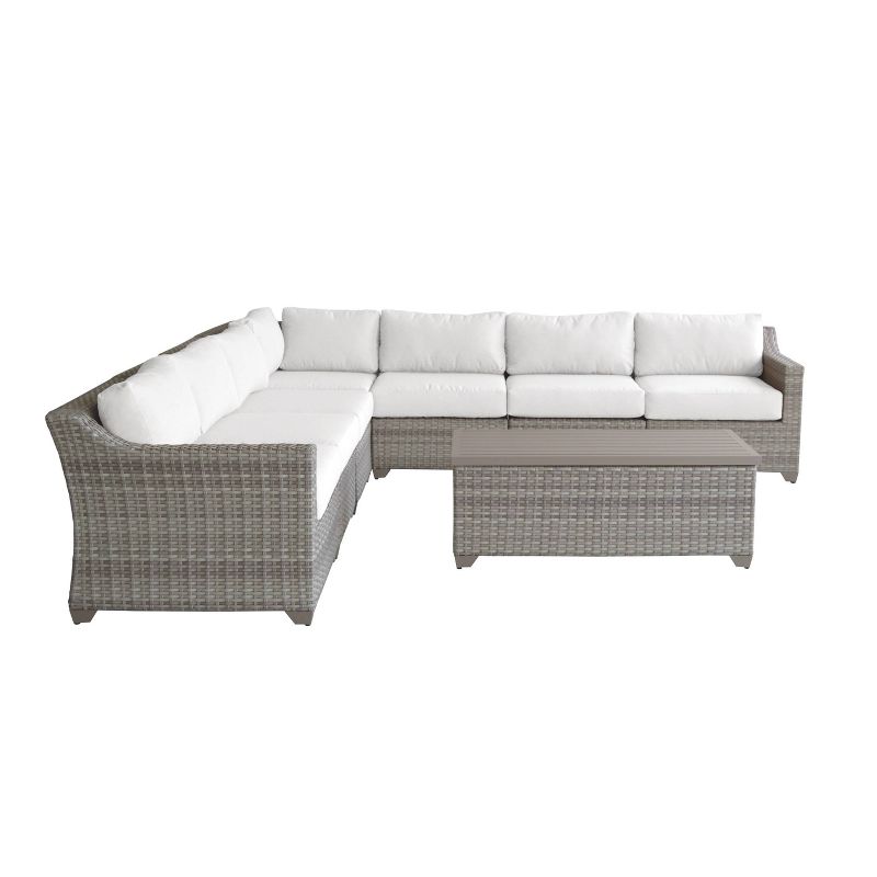 Farimont 8pc Patio Sectional Seating Set with Cushions - White - TK Classics