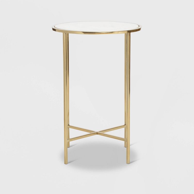 Elliott Marble Side Table White/Gold - Adore Decor