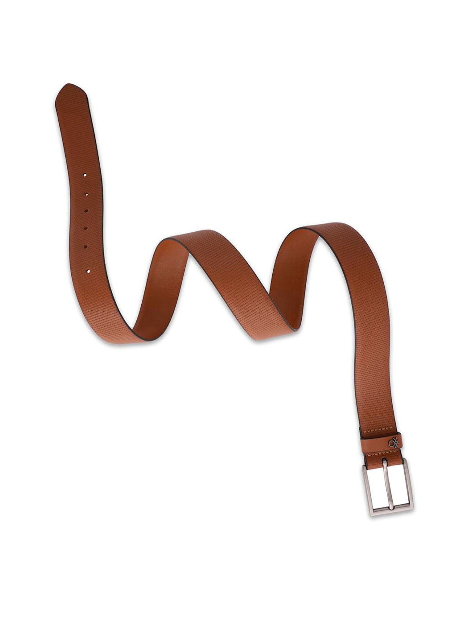 United Colors of Benetton Carcetti Tan Leather Textured Waist Belt