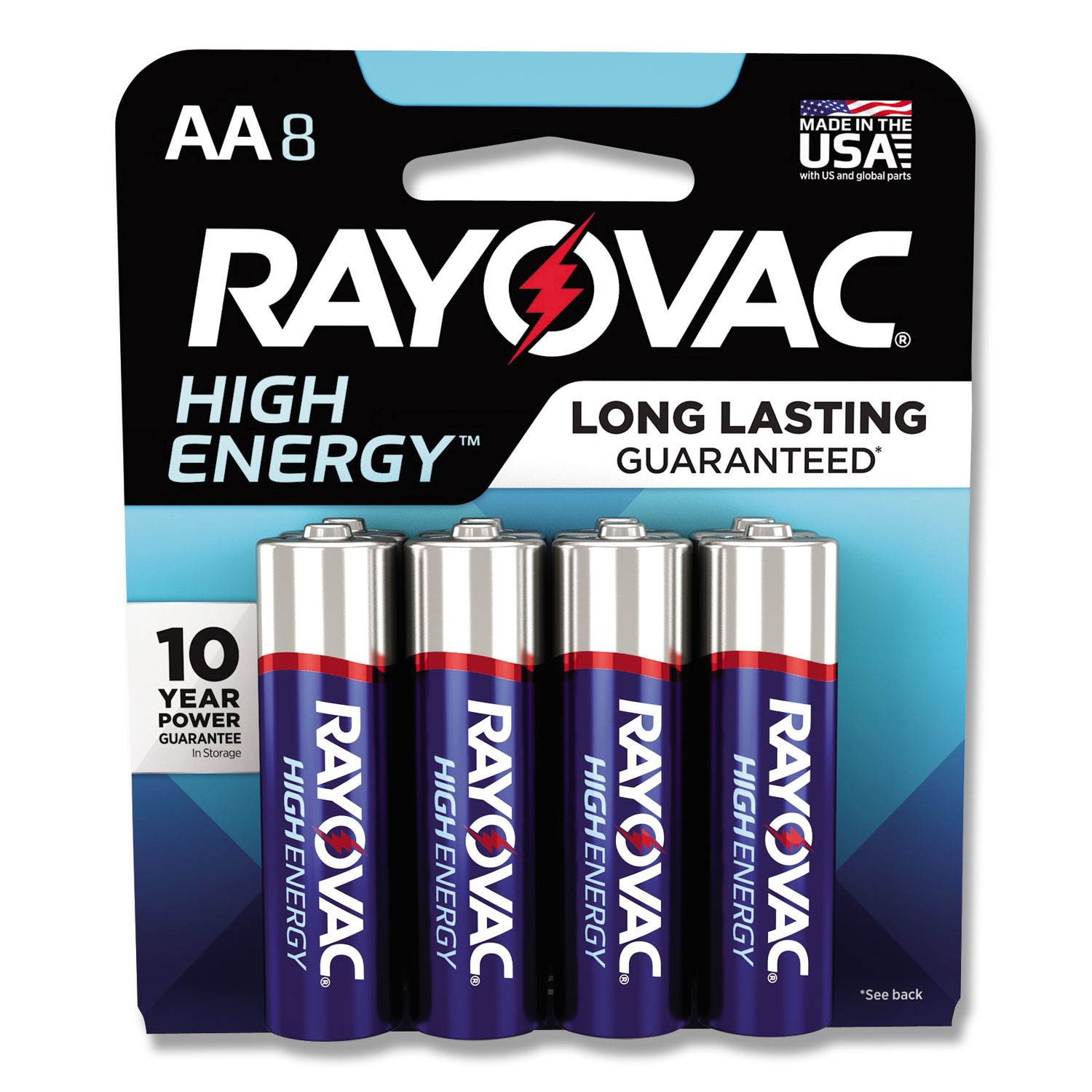 Rayovac High Energy Premium Alkaline Aa Batteries, 8/Pack 8158K