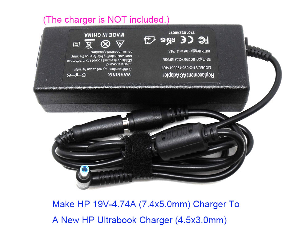 Laptop Adapter Tip Connector Converter for 7.4x5.0mm HP Stream Spectre Pavilion Envy Elitebook Split Chromebook/Dell Latitude Inspiron XPS Precision to 4.5x3.0mm Asus, Toshiba, Lenovo Ideapad