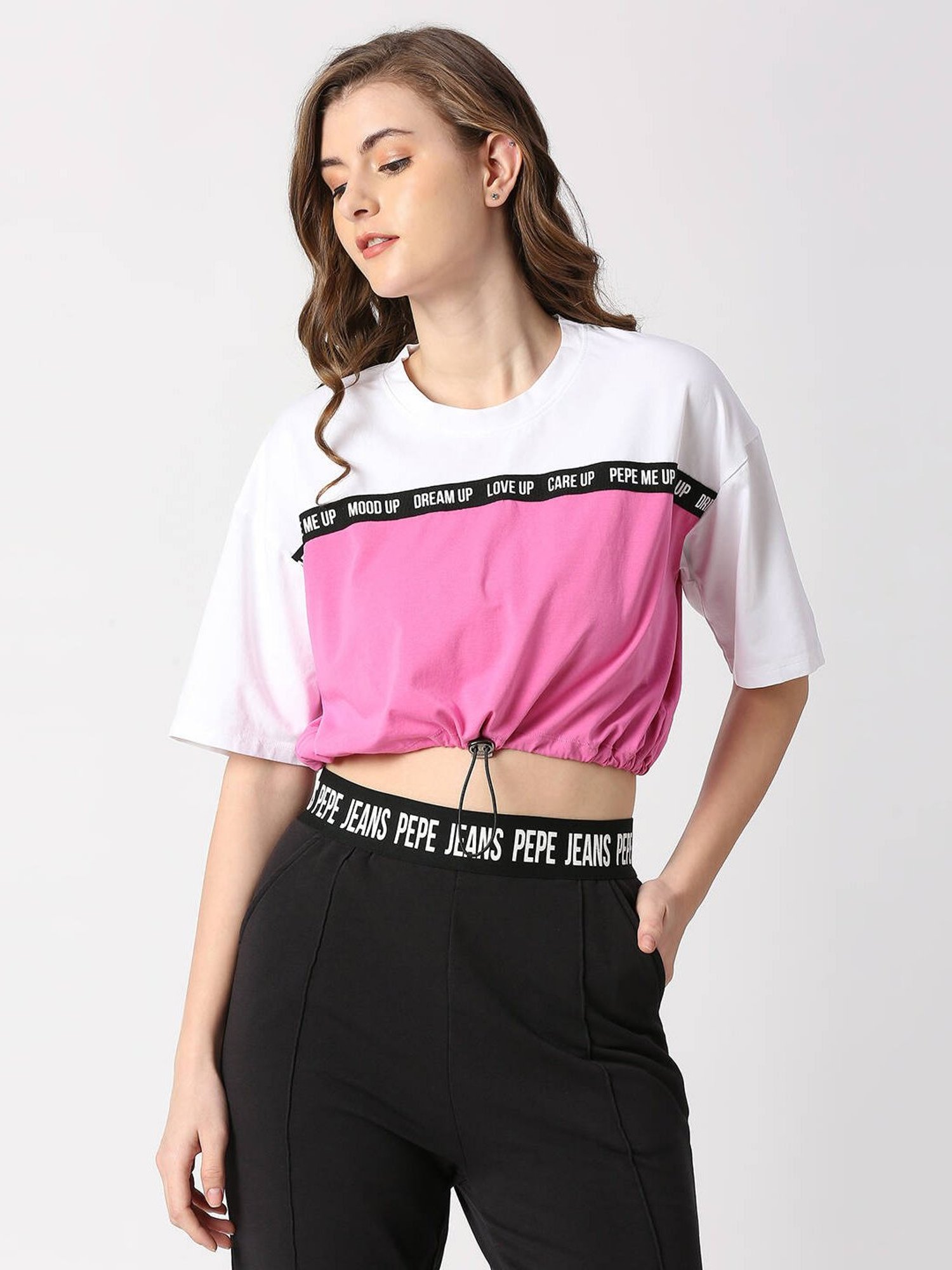 Pepe Jeans White & Pink Color-Block T-Shirt