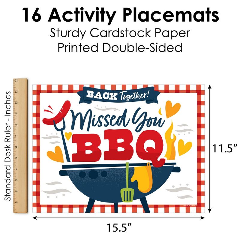 Big Dot of Happiness Missed You BBQ - Paper Backyard Summer Picnic Party Coloring Sheets - Activity Placemats - Set of 16