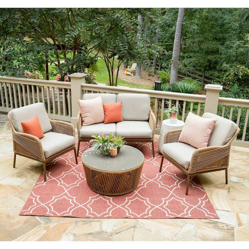 Terrell 4pc Patio Seating Set - Tan - Leisure Made