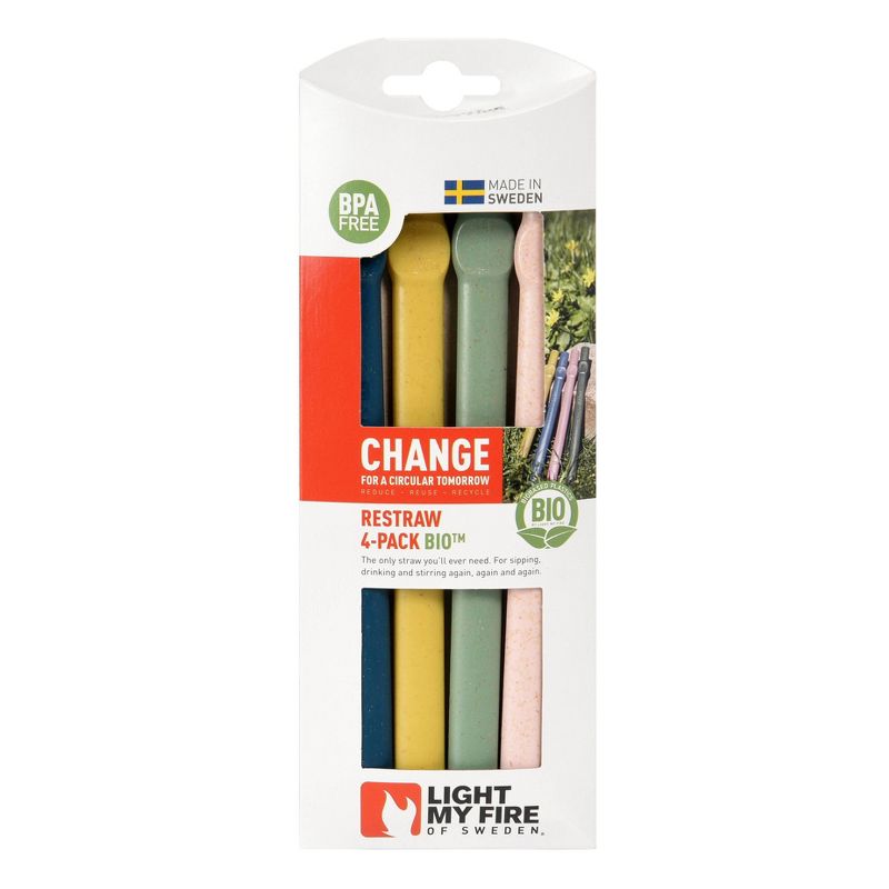 4pk Plastic Reusable Straw Set - Light My Fire of Sweden